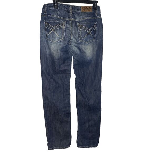 ADIKTD Jeans Low Rise Stretch Distressed Rhinestone Denim Womens 8 30 30x32 Blue - Picture 1 of 10